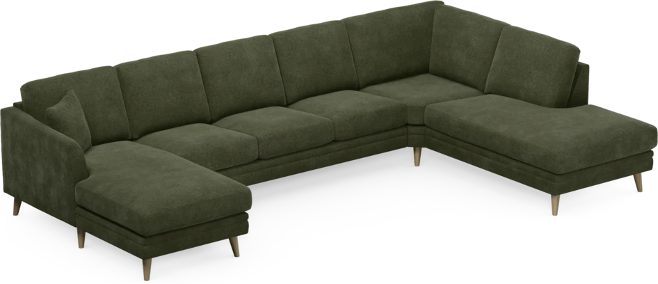 Eden - 3-sits soffa med schäslong vänster och divan höger - Grön
