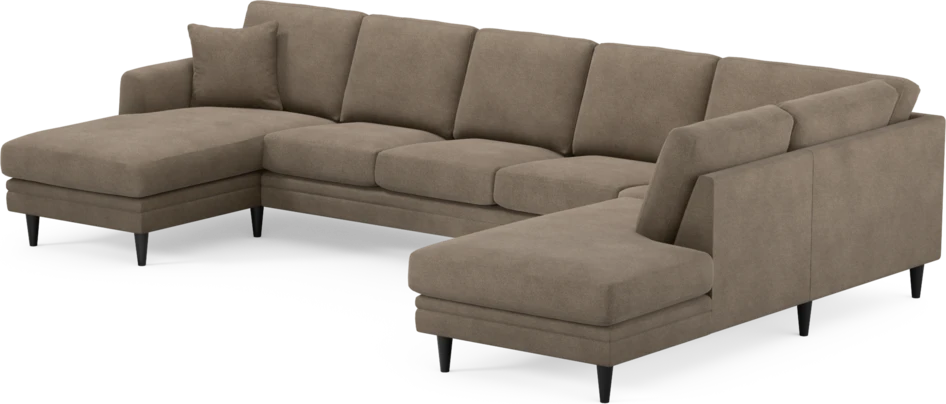 Eden - 3-sits soffa med schäslong vänster och divan höger - Brun
