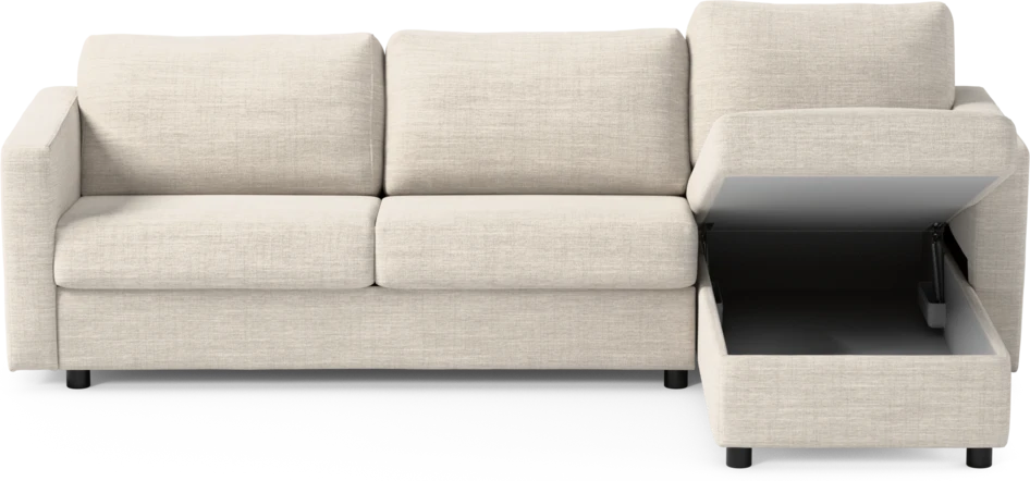Lindö - Bäddsoffa 2,5-sits med schäslong, vändbar - Vit