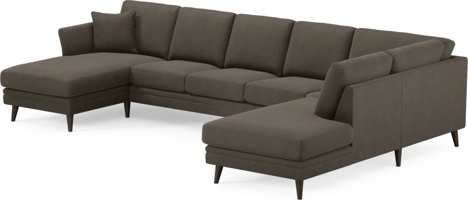 Eden - 3-sits soffa med schäslong vänster och divan höger - Brun