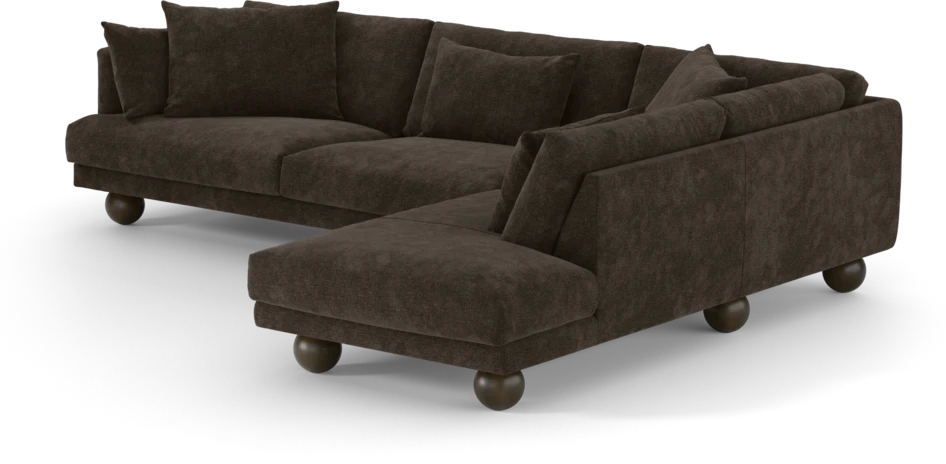 Harper - 3-sits soffa med divan höger - Brun