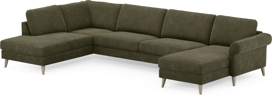 Bridge - 3-sits soffa med divan vänster och schäslong höger - Grön