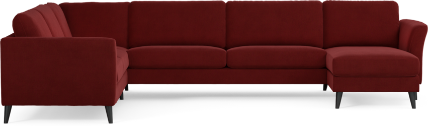 Bridge - Hörnsoffa, 2+3-sits med schäslong höger - Röd