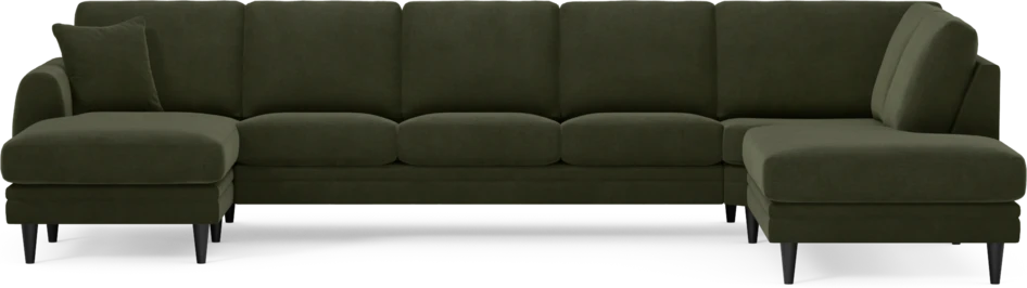 Eden - 3-sits soffa med schäslong vänster och divan höger - Grön