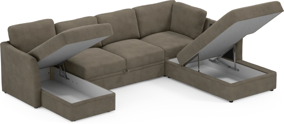 Öland - Bäddsoffa med schäslong vänster och divan höger - Beige