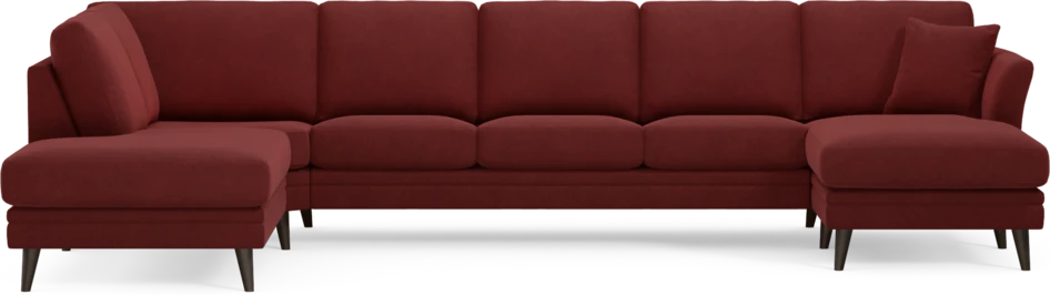 Eden - 3-sits soffa med divan vänster och schäslong höger - Röd