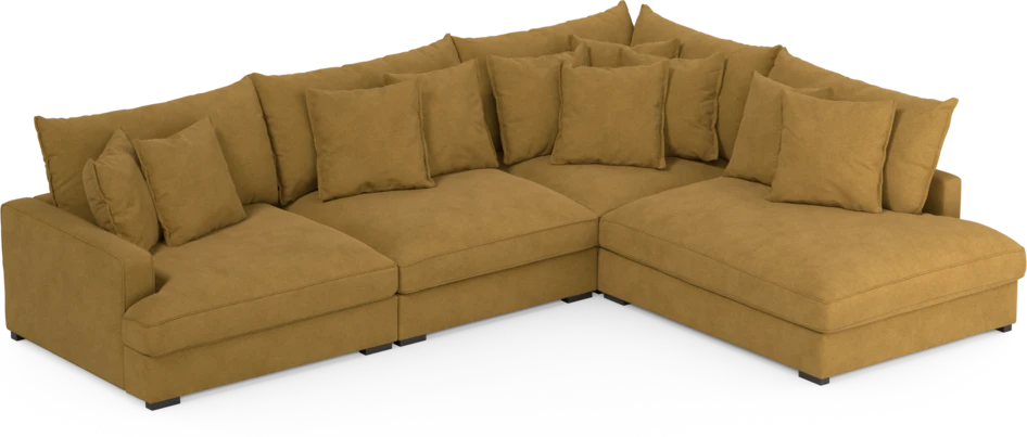 Rossi - 3-sits soffa med divan höger - Gul