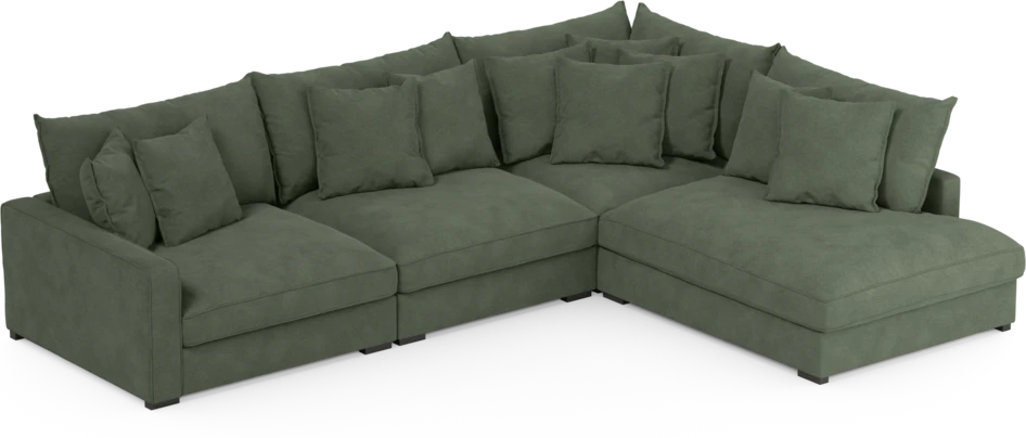 Rossi - 3-sits soffa med divan höger - Grön