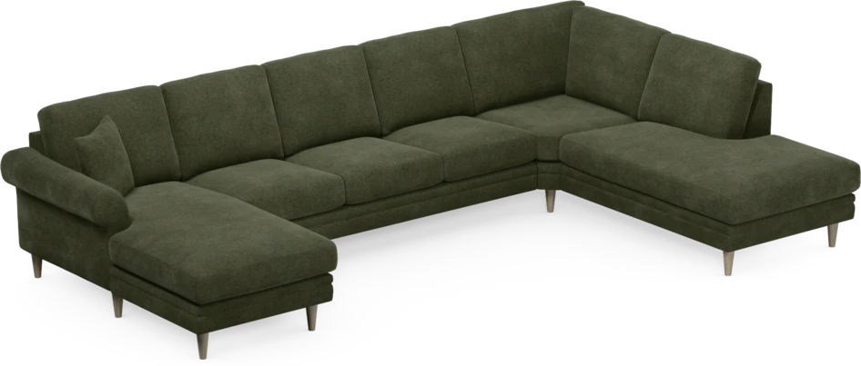 Eden - 3-sits soffa med schäslong vänster och divan höger - Grön