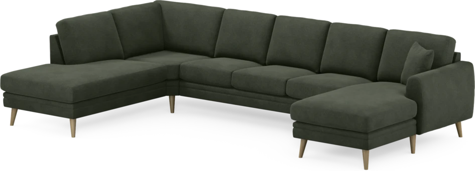 Eden - 3-sits soffa med divan vänster och schäslong höger - Grön