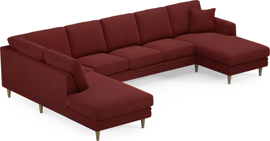 Eden - 3-sits soffa med divan vänster och schäslong höger - Röd