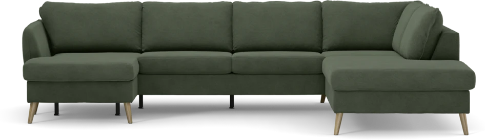 County - 3-sits soffa med schäslong vänster och divan höger - Grön