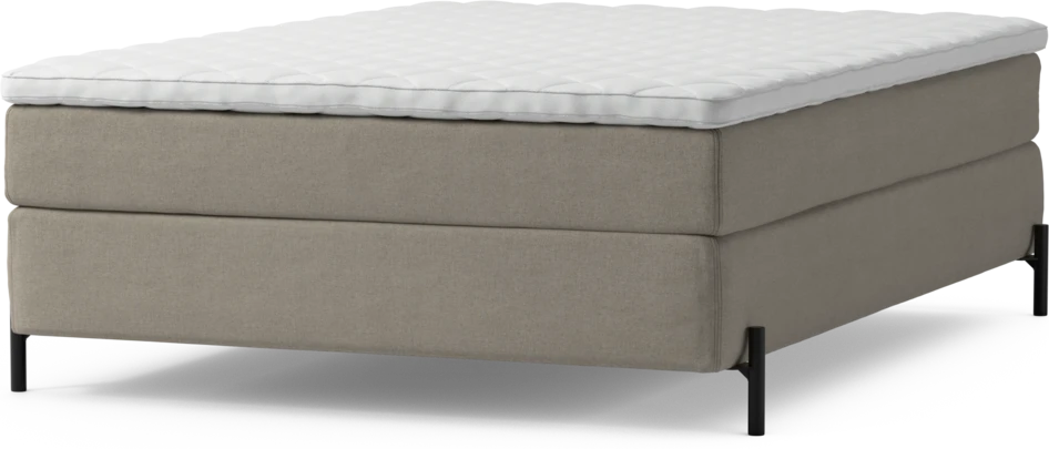 Delux Sense - Kontinentalsäng, enkelsäng 140 cm med bäddmadrass och sängben - Beige
