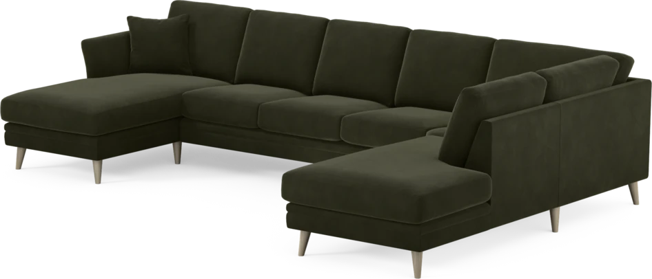 Eden - 3-sits soffa med schäslong vänster och divan höger - Grön