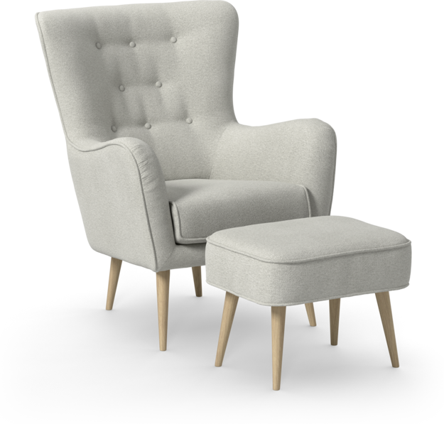 Cordelia - Fåtölj med fotpall - Vit