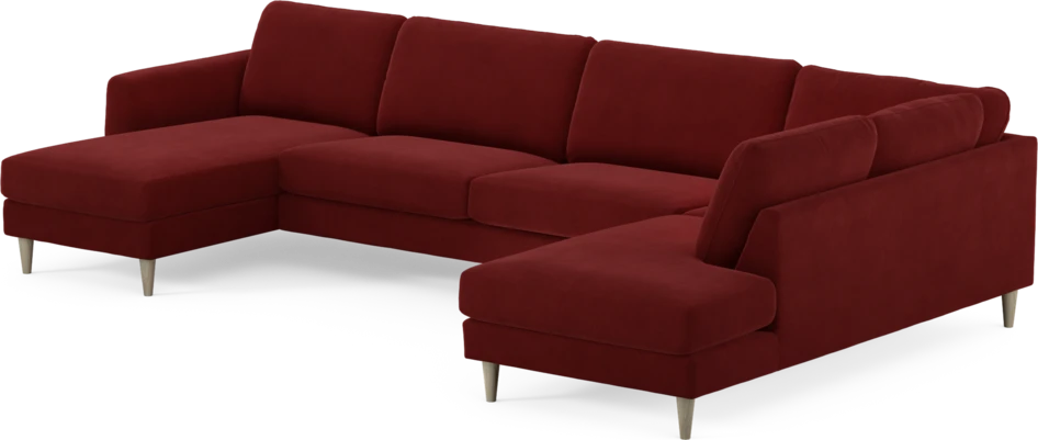 Bridge - 3-sits soffa med schäslong vänster och divan höger - Röd