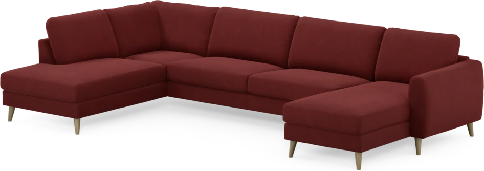 Bridge - 3-sits soffa med divan vänster och schäslong höger - Röd