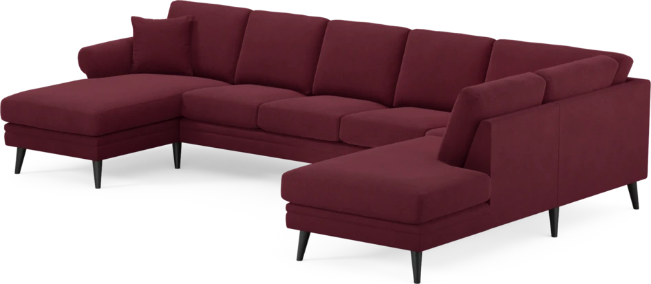 Eden - 3-sits soffa med schäslong vänster och divan höger - Röd