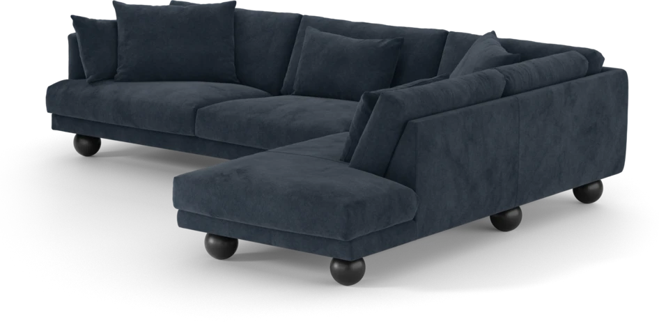 Harper - 3-sits soffa med divan höger - Blå