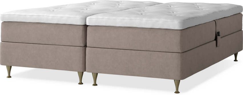 Delux Sense - Ställbar säng, dubbelsäng med bäddmadrass - Beige