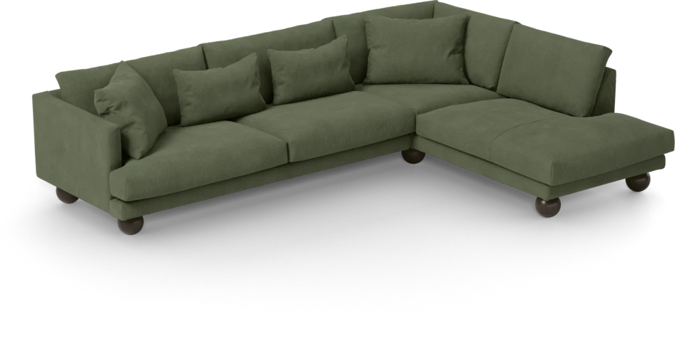 Harper - 3-sits soffa med divan höger - Grön