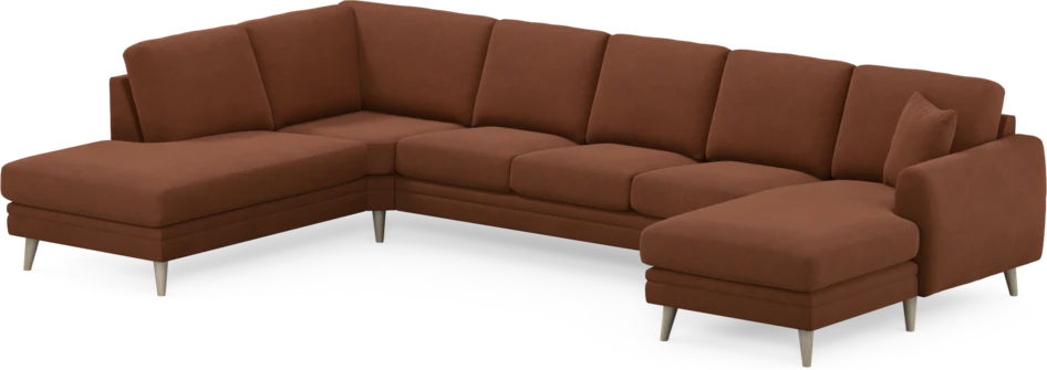 Eden - 3-sits soffa med divan vänster och schäslong höger - Orange