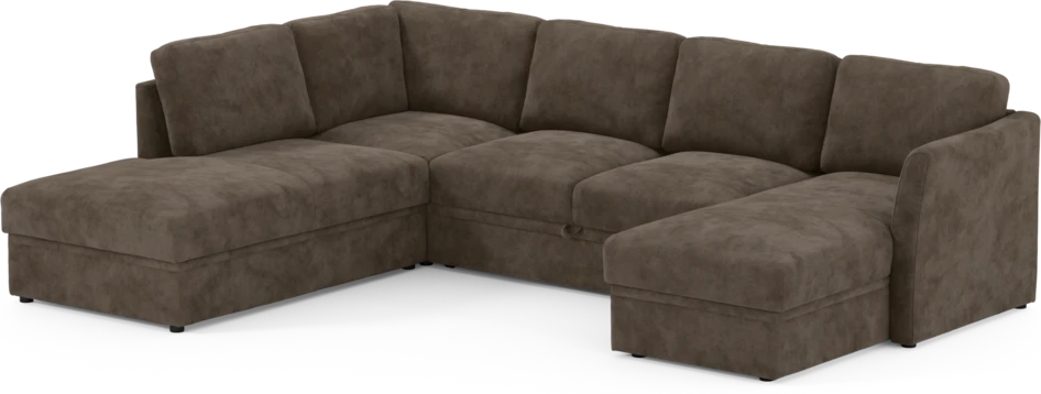 Öland - Bäddsoffa med divan vänster och schäslong höger - Brun