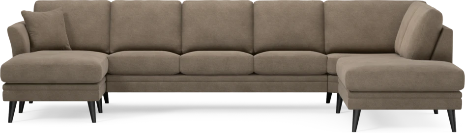 Eden - 3-sits soffa med schäslong vänster och divan höger - Brun