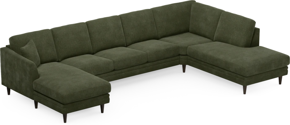 Eden - 3-sits soffa med schäslong vänster och divan höger - Grön