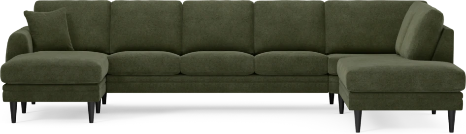 Eden - 3-sits soffa med schäslong vänster och divan höger - Grön