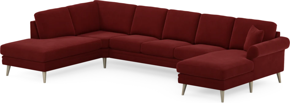 Eden - 3-sits soffa med divan vänster och schäslong höger - Röd