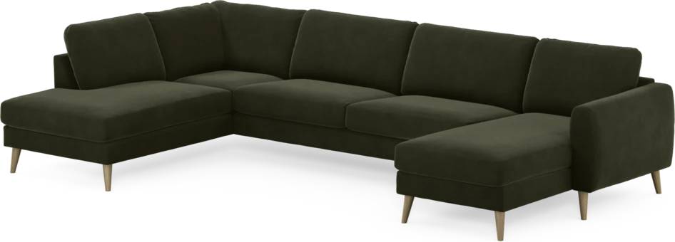 Bridge - 3-sits soffa med divan vänster och schäslong höger - Grön
