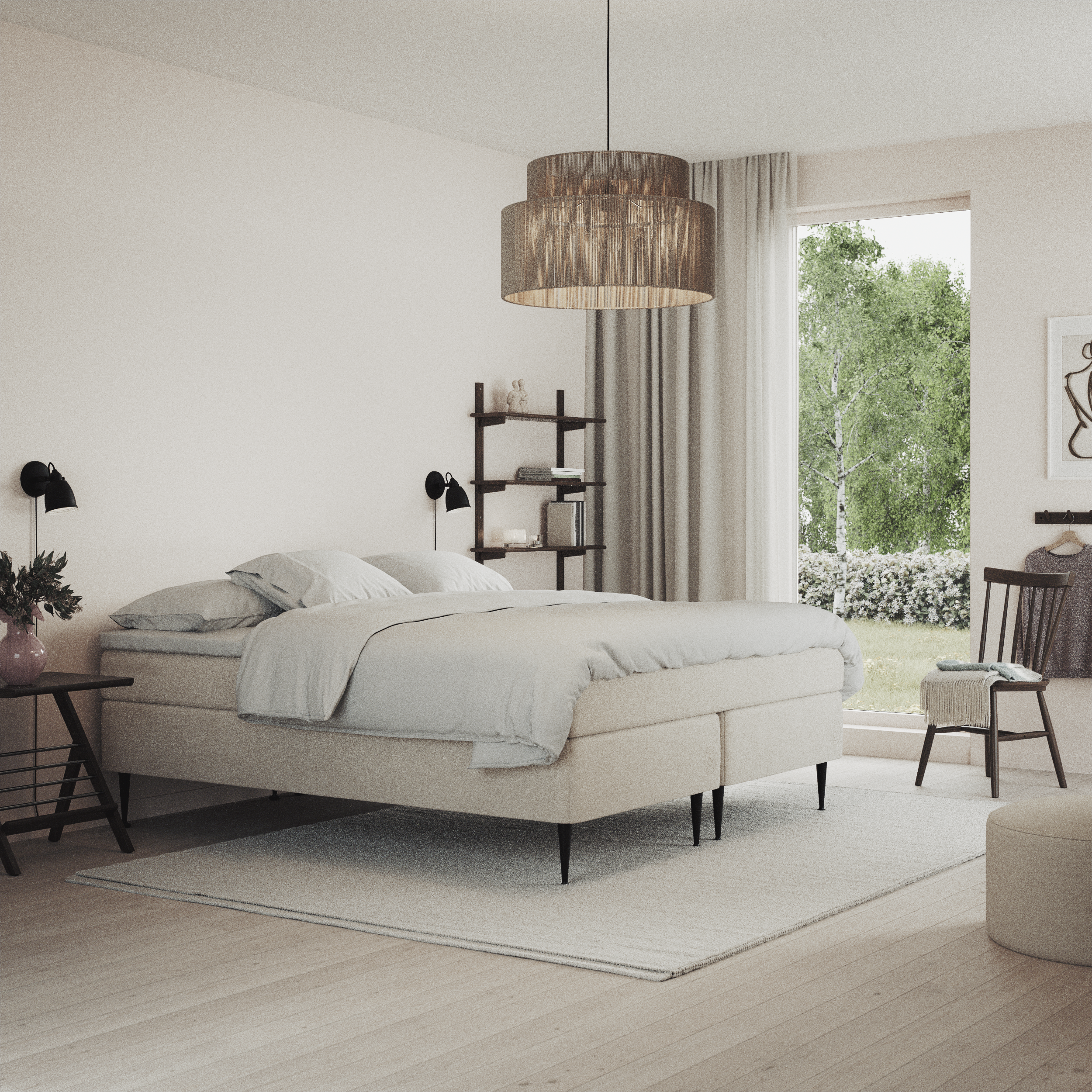 Asperö Comfort, Kontinentalsäng, dubbelsäng med bäddmadrass Comfort och sängben
