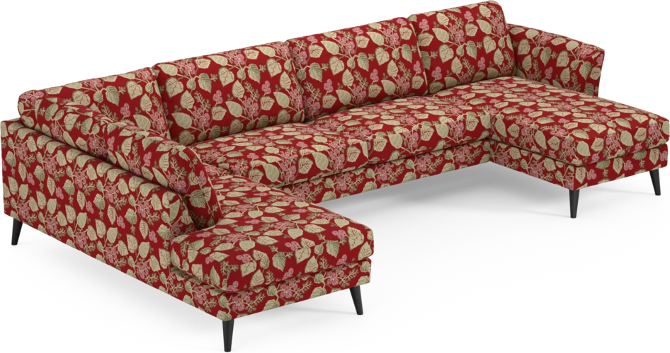 Bridge - 3-sits soffa med divan vänster och schäslong höger - Röd