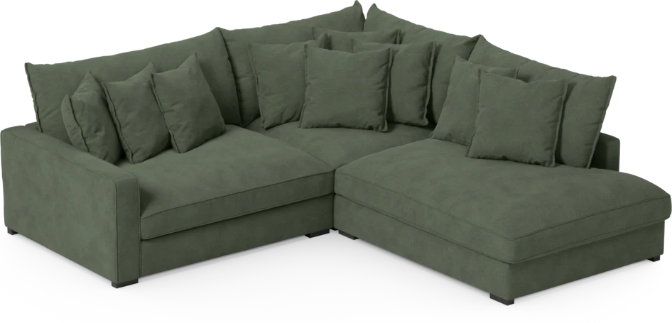 Rossi - 2-sits soffa med divan höger - Grön