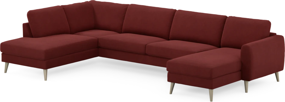 Bridge - 3-sits soffa med divan vänster och schäslong höger - Röd