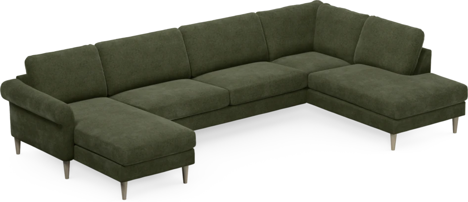 Bridge - 3-sits soffa med schäslong vänster och divan höger - Grön