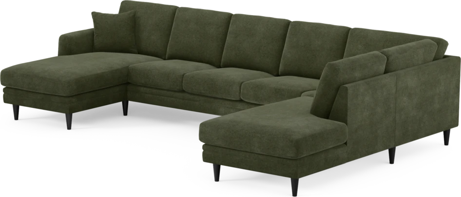 Eden - 3-sits soffa med schäslong vänster och divan höger - Grön