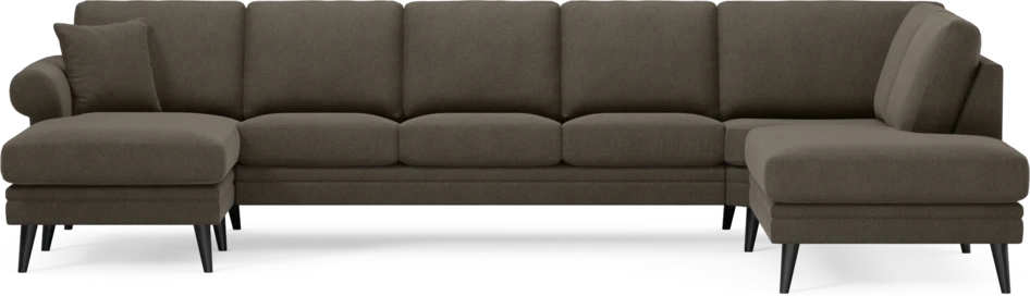 Eden - 3-sits soffa med schäslong vänster och divan höger - Brun