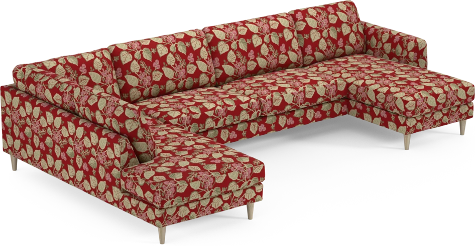 Bridge - 3-sits soffa med divan vänster och schäslong höger - Röd