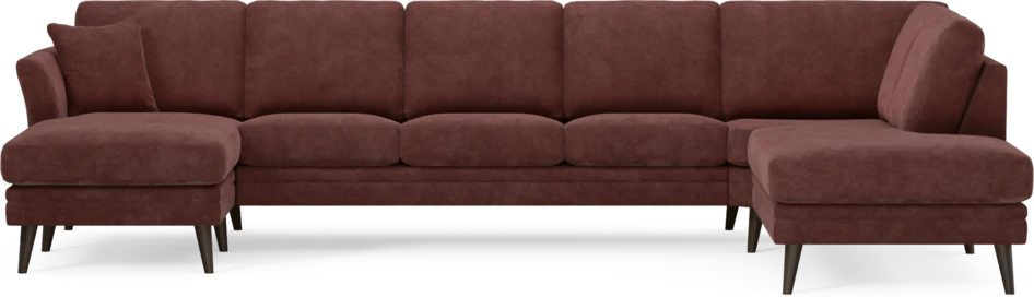 Eden - 3-sits soffa med schäslong vänster och divan höger - Röd