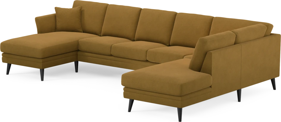 Eden - 3-sits soffa med schäslong vänster och divan höger - Gul
