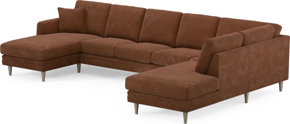 Eden - 3-sits soffa med schäslong vänster och divan höger - Orange