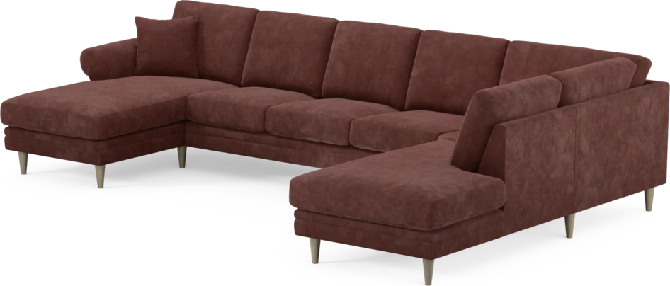 Eden - 3-sits soffa med schäslong vänster och divan höger - Röd