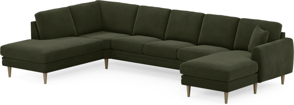 Eden - 3-sits soffa med divan vänster och schäslong höger - Grön