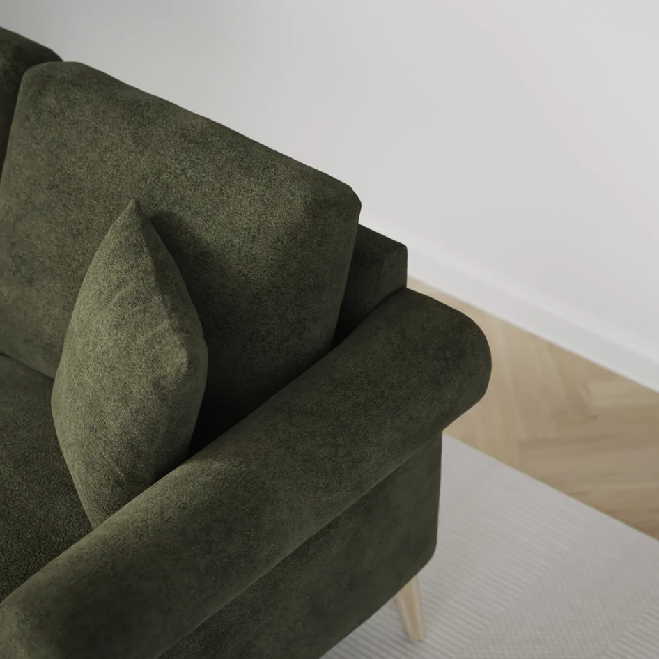 Eden - 3-sits soffa med schäslong vänster och divan höger - Grön