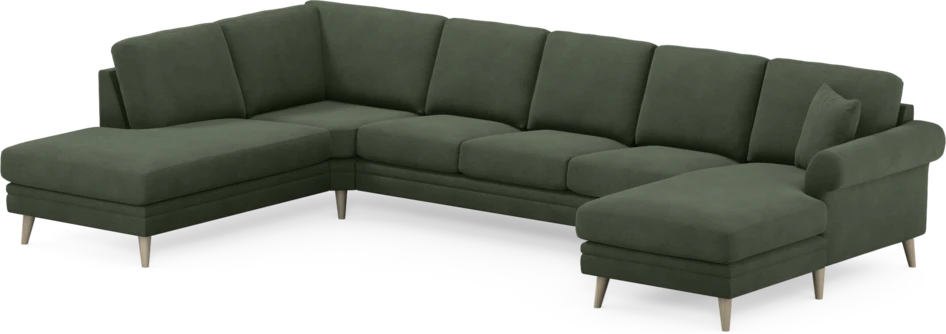 Eden - 3-sits soffa med divan vänster och schäslong höger - Grön