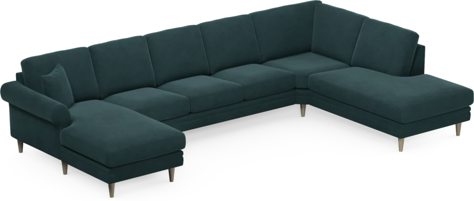 Eden - 3-sits soffa med schäslong vänster och divan höger - Blå