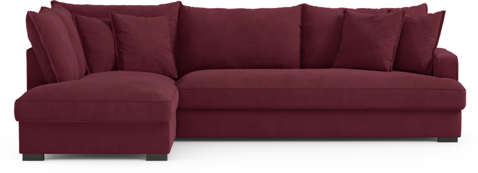 Mila - 3-sits soffa med divan vänster, hel dyna - Röd