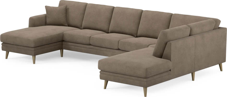Eden - 3-sits soffa med schäslong vänster och divan höger - Brun